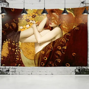 Gustav Klimt Pictură În Ulei Tapiserie De Pe Perete Sărut De Aur Abstract Art Decor Poliester Pătură Yoga Mat Acasă Dormitor Arta