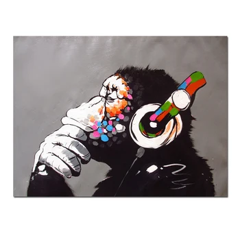 MUTU Street Art, Pictură în Ulei Maimuță Panza Decorativos Iubesc Arta Graffiti Imagine Print Abstract, Arta de Perete Poster Decor Acasă