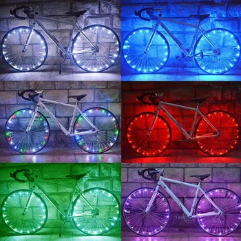 Rezistent la apa 20LED biciclete a vorbit lumina 6 culoare string noapte de echitatie decorative lumini de siguranta lumini de avertizare accesorii pentru biciclete