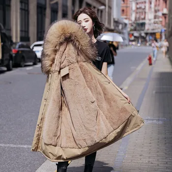 Cotday Bumbac Lungă Cu Glugă de Blană Vrac Plus Dimensiune 6XL Chic cu Fermoar Cordon de Linie 2020 Femei de Moda Cald Iarna Parka Coat