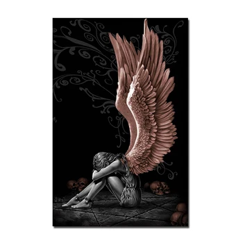 Gri Caracter Îngeri și Demoni Tablouri Canvas Postere si Printuri de Arta de Perete de Imagine pentru Camera de zi de Decorare Acasă