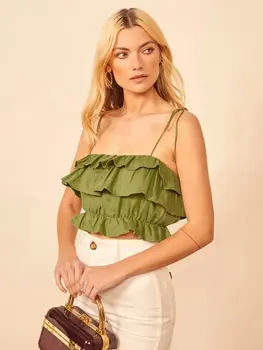 Moda crop top sexy streetwear solid de culoare bej lenjerie de pat camis backless verde femei elastice topuri de vara femme vestidos dropshipping