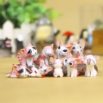 9pcs Kawaii Brânză Pisici Kitty Statuie Miniaturi Rășină Pisicuta Figurine Mini Grădină Cifre Decor pentru Acasa Jucarii Copii