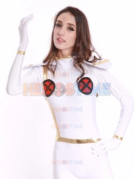 X-men White Storm Femeie super-Erou Costum de Spandex Fullbody Strâns White Storm Femeie Costum Cu Capul și Umărul armura