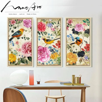 3 bucată de pânză de artă Animal flori panza pictura arta postere si printuri decorative imagini de păsări duvar tablolar pentru camera de zi