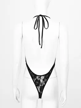 Femei Sexy Femme Dantela-up V Gât Monokini Exotice Bodysuit Catsuit Vedea prin Dantela Hollow Out Lenjerie Backless Mare Tăiat Teddies