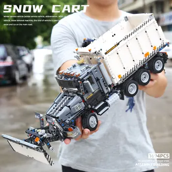 Yeshin 13166 Tehnice Oraș De Zăpadă De Curățare Mașină De Vehicule Mari Blocuri De Constructii Model De Caramizi Compatibile Camion De Jucărie Cadou De Crăciun