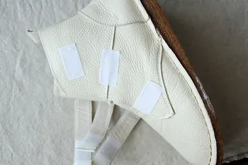 Careaymade-Artistice simple, cizme albe cu cap rotund mână cusute cizme femei original, versatil ghete Cizme Martin