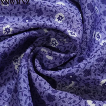 XNWMNZ de Moda de Înaltă calitate butonul frontal rochie Adânc V gâtului Curmat talie vestidos Rochie Midi Slim Purple Floral Rochii Casual