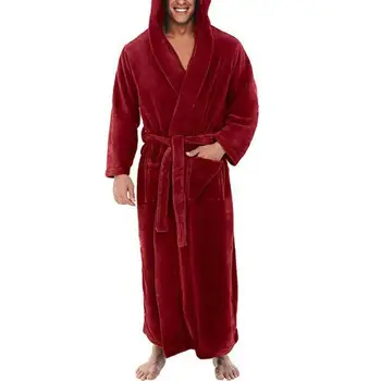 Oamenii de iarnă pijamale, halat de baie Haine de Acasă pijamale cald Pluș Acasă Haine cu Maneca Lunga badjas mens haine plus size S-5XL