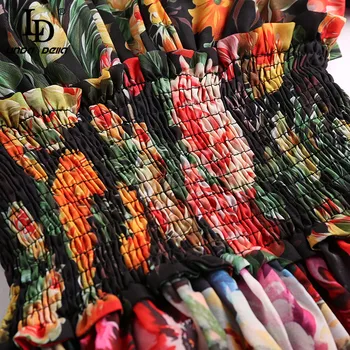 LD LINDA DELLA Moda Pistei de Toamna cu Maneci Lungi Rochie Maxi pentru Femei Talie elastic imprimeu Floral Elegant Petrecere de Vacanță Rochie Lunga