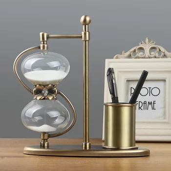 Clepsidra cu nisip timer pentru 15min\30min\60min masă de metal ceas și ceas+suport stilou pentru acasă decorare new sosire