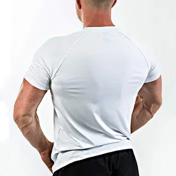 Funcționare Sport T-shirt Mens Slab iute uscat tricou Sala de Fitness de Formare Superelasticitatea Tee Topuri Jogging Antrenament Crossfit Îmbrăcăminte