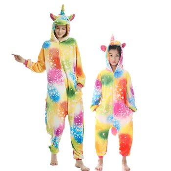 Copii mama si fiica cu gluga set de pijama animal unicorn Pegasus Pijamale familie pijamale potrivite tinutele de iarna sleepwear