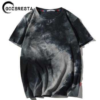 Barbati Tricou de Vară 2020 Bumbac, Supradimensionat Tie-dye Tricou Streetwear Hip Hop Harajuku Maneci Scurte Moda Casual T-Shirt pentru Bărbați