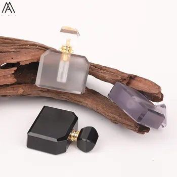 Dreptunghi Ametist Cuart Parfum Sticla Pandantiv Colier,Negru Agate Stone Ulei Esențial Difuzor Bijuterii Charms EF-DG-76AMIJ