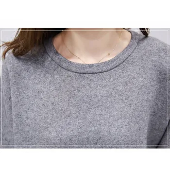 Femei De Moda Lady Fals Două Piese Gât Rotund Sweatershirt Hanorace Iarna Toamna Primavara Gros Topuri Largi Pulover Plus Dimensiune