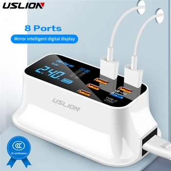 USLION 8 Port Încărcător USB HUB Quick Charge 3.0 LED Display Multi USB, Stație de Încărcare Telefon Mobil Desktop Perete Acasă UE Plug