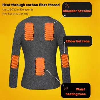 Barbati Femeie Motocicleta Jachetă Încălzită Electric USB Lenjerie de corp Termice de Încălzire Set Maneca Lunga Pantaloni Ține de Cald Toamna Iarna