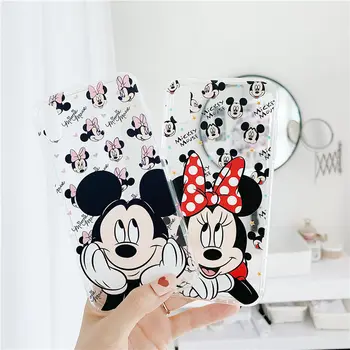Mickey Mouse Telefon Mobil Caz Disney Minnie Transparent TPU Capacul Telefonului de Desene animate Drăguț Apple Shell pentru Iphone 6 7 8 11 Pro Xs Xr