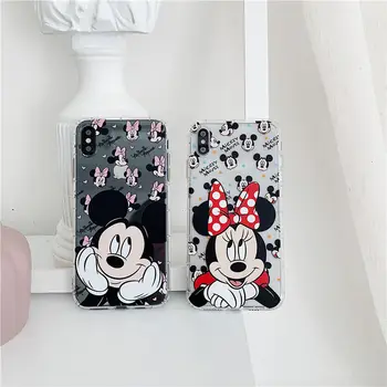Mickey Mouse Telefon Mobil Caz Disney Minnie Transparent TPU Capacul Telefonului de Desene animate Drăguț Apple Shell pentru Iphone 6 7 8 11 Pro Xs Xr