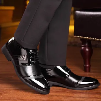 Moda Barbati De Afaceri Din Piele Pantofi Casual Subliniat Toe Dantela Pantofi De Sex Masculin Costum Pantofi