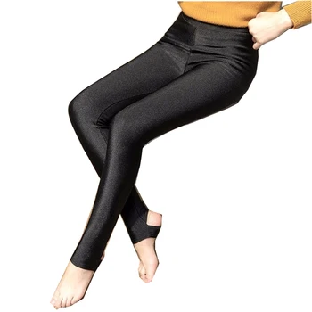 Toamna Iarna Femei Talie Mare Gros Jambiere Plus Dimensiune Moda Solid Pantaloni Slim Lady Lână Cald Casual Negru Jambiere Strălucitoare