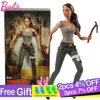 Original Barbie Super Star Tomb Raider Lara Colectia Seria Papusa de Moda Stil Cadou de Ziua Păpuși Bonecas Copii Jucării pentru Fete