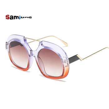 Samjune Moda Supradimensionat ochelari de Soare Femei și Bărbați ochelari de Soare Mari Gradient Rama de Ochelari de Soare Mari Ochelari de cal pentru Femei Nuante