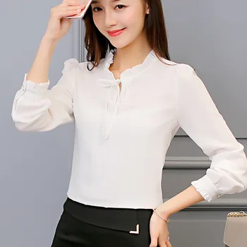 LOSSKY Toamna Femei Tricou Alb cu Maneci Lungi Tricou Alb Femei coreene Haine Streetwear Șifon Bluza Femei Elegante Blusa Topuri