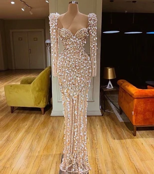 2020 Haute Couture Iubita Mermaid Rochie De Seara Etaj Lungime Margele Paiete Rochie De Celebritate Halat De Serată Aibye Dubai
