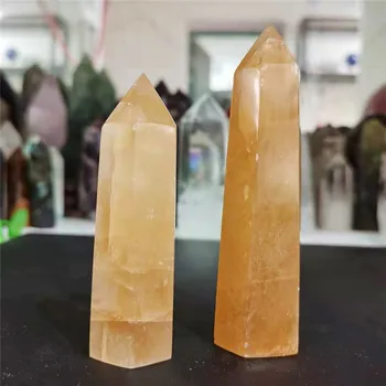 1buc cristal Natural de vindecare piatră galben de calcit, cristal obelisc islanda spar cristal de cuarț punct