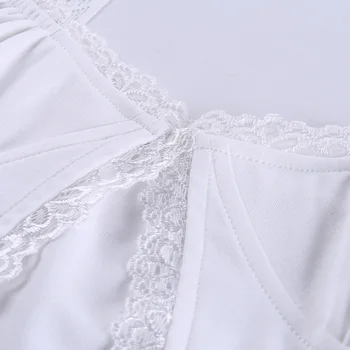 InstaHot Singur Buton Ruched Camis Sexy Îmbinare Alb De Vară Bretele Femei Casual 2020 Moda Trunchiate Top Dantela Femei Camis