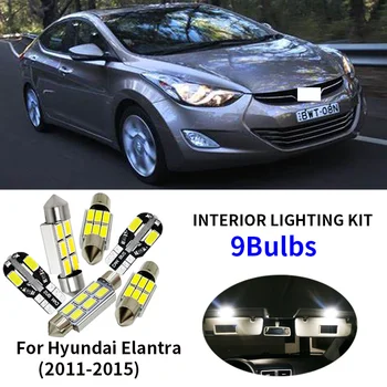 9pcs LED lampa plăcuței de înmatriculare + lumini interioare pachet kit pentru anii 2011-Hyundai Elantra Dom Harta Portbagaj zona de Marfă Lămpi de lumină