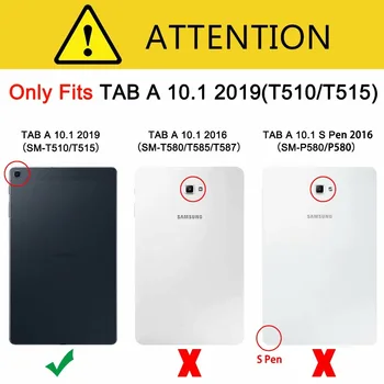 Relief flip din piele de Caz pentru Samsung Galaxy Tab 10.1 2019 SM-T510 T515 sta anti-toamna husa pentru Tableta