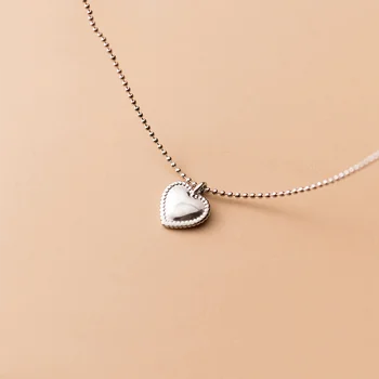 WOOZU Reale Argint 925 Margele Lanț de Dragoste Pandantiv Inima Clavicula Colier pentru Femei Simplu Moda Bijuterii coreeană