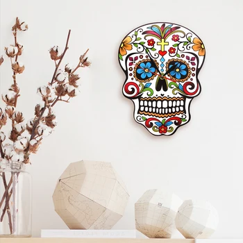 Ziua Mexican Mort Bomboane de Zahăr Craniu Ceas de Perete Floral Craniu Design Modern Ceas de Perete Halloween Arta de Perete Decor