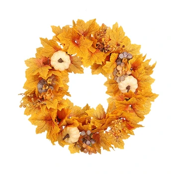 45cm Artificiale Dovleac Coroană de flori de Toamna Frunze de Arțar Ghirlanda Agățat Ușă Decor