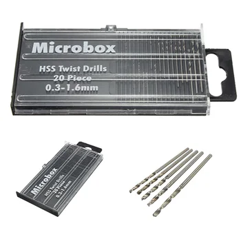 20buc Mini Micro Hss de Precizie Twist Drill Bit Setat 0.3 mm-1.6 mm Model de Ambarcațiune de Slefuire Ecartament Sârmă Cu Cazul Brocas
