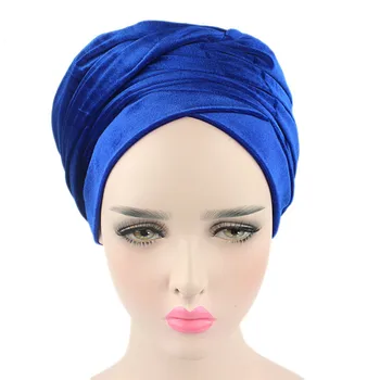 Capul Femeile De Turban De Catifea Banda Folie Hijab Extra Lungi Catifea Tub Cap Înfășurați Eșarfă Bandane Femei De Moda Hijab Turban
