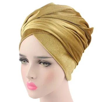 Capul Femeile De Turban De Catifea Banda Folie Hijab Extra Lungi Catifea Tub Cap Înfășurați Eșarfă Bandane Femei De Moda Hijab Turban