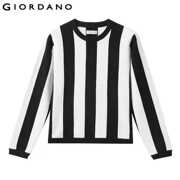 Giordano Femei Pulovere Contrast Stripe Cu Nervuri Crewneck Sweater Grosime Medie De Iarnă Moale Chompas Para Mujer 13350804