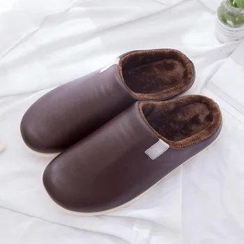 2020 noi de iarna barbati din Piele pantofi impermeabil Cuplu plus fluffs lippers cald de Origine non-alunecare greutate redusa papuci