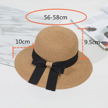 Ymsaid Soare Pălărie Mare, Neagră Arc Pălării De Vară Pentru Femei Pliabil Paie Plaja Panama Hat Visor Margine Largă Femme De Sex Feminin Bohemia Umbra Pălărie