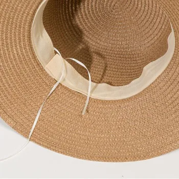 Ymsaid Soare Pălărie Mare, Neagră Arc Pălării De Vară Pentru Femei Pliabil Paie Plaja Panama Hat Visor Margine Largă Femme De Sex Feminin Bohemia Umbra Pălărie