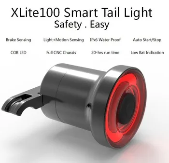 Bicicleta XLITE100 Biciclete de iluminare din Spate cu LED-uri Inteligente de Frânare Lampa Auto/Comutator Manual 50hours Runtime Siguranță Avertizare Vizuală Felinar