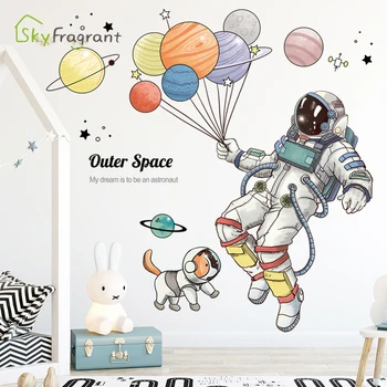 Creative astronaut și câinele autocolante de perete spațiu autocolant auto-adeziv home decor camera pentru copii decor băieți aspectul camerei