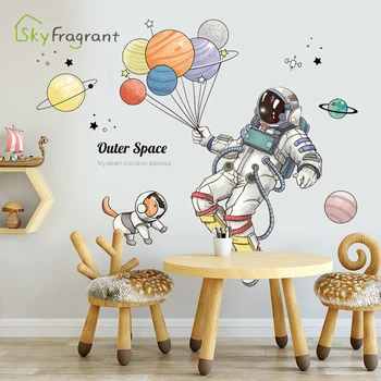 Creative astronaut și câinele autocolante de perete spațiu autocolant auto-adeziv home decor camera pentru copii decor băieți aspectul camerei