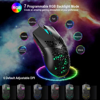 J900 Gaming Mouse, 6400DPI Reglabil RGB Macro Programabile Mecanice Butonul Mouse cu Fir Jocul mouse-uri Pentru Windows10/8/7