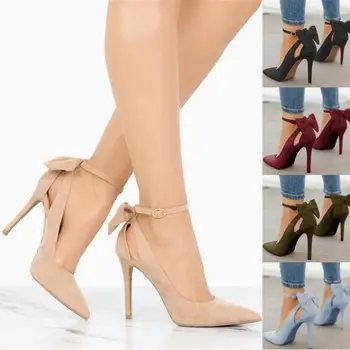 2019 Noi femeile tocuri inalte arc sexy stilet pompe subliniat toe petrecere de moda pompe doamnelor pantofi de nunta zapatos mujer